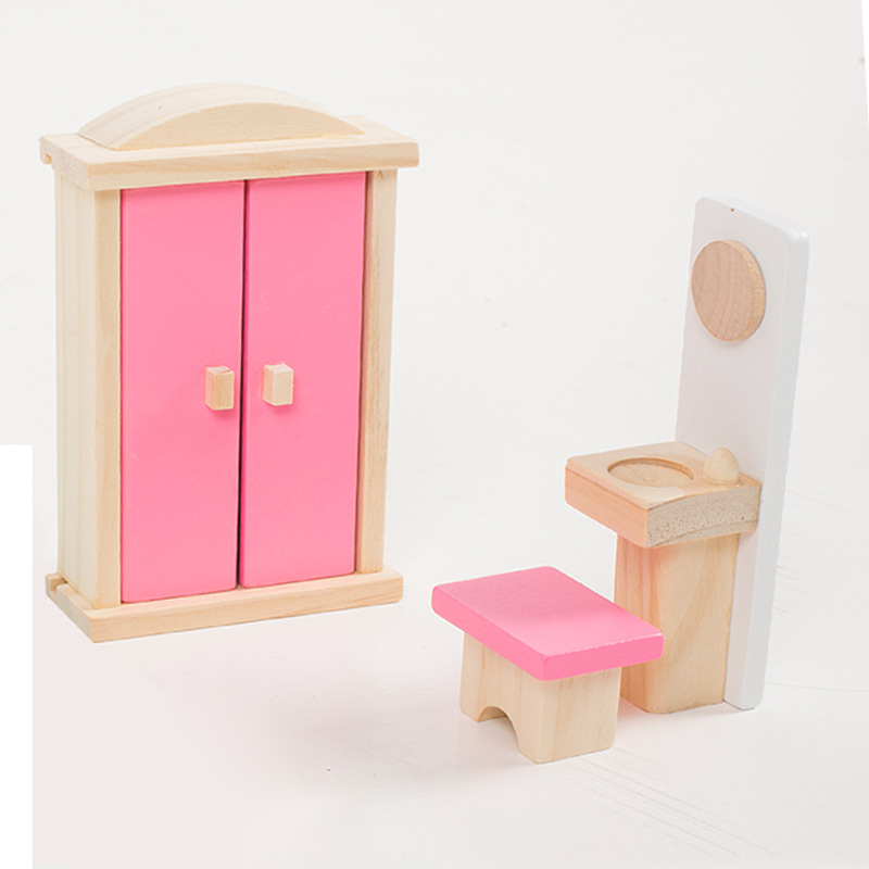 Factory Direct wooden simulation play house small furniture children's toy doll house decoration accessories role play
