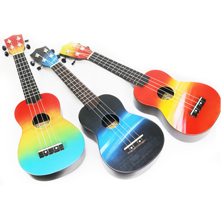 Map ukulele cartoon painted hand-painted ukulele musical instrument factory custom processing logo21 inch beginner