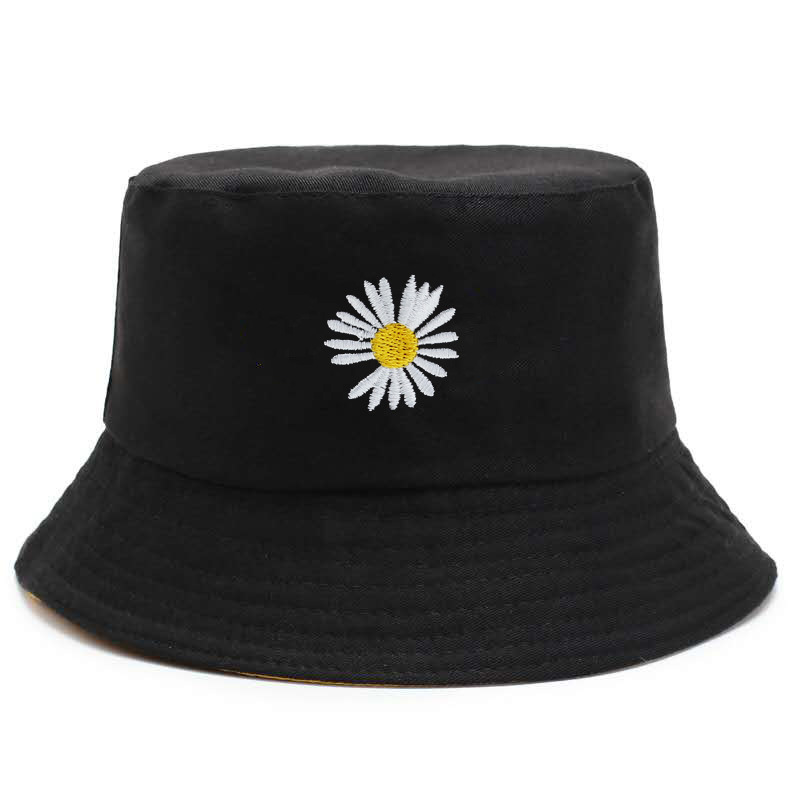 Daisy double-sided fisherman hat Japanese style all-match chrysanthemum hat men's and women's outdoor street style sun hat basin hat