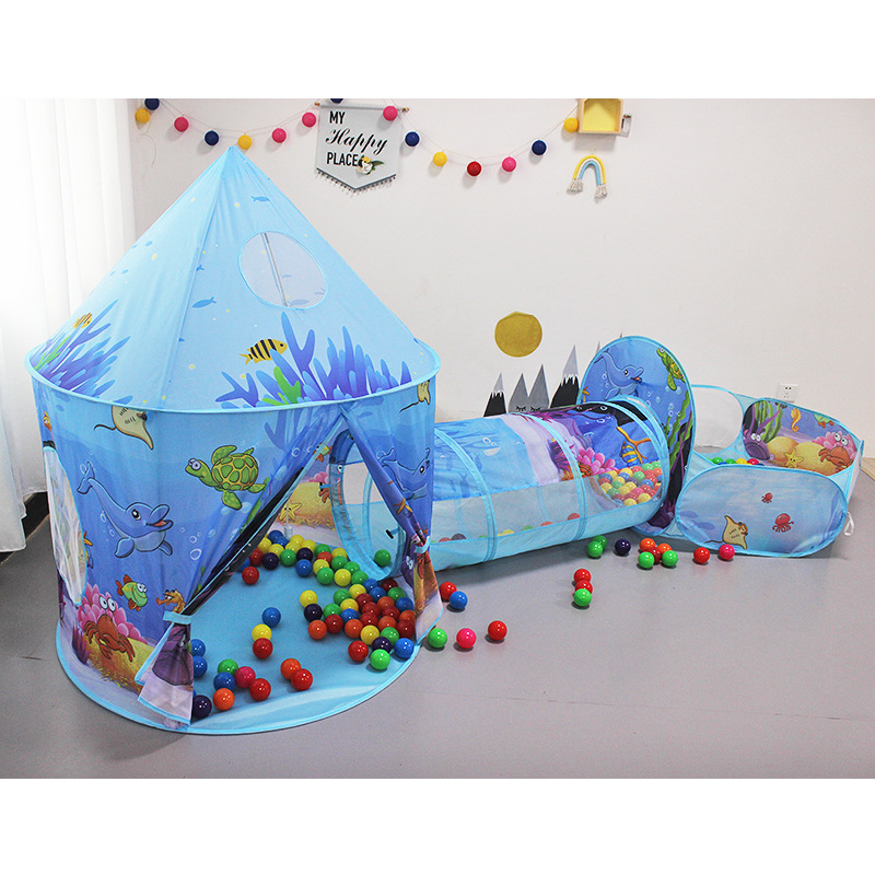 Children's tent three-piece boy Castle girls play house baby toy tent ocean ball pool fence