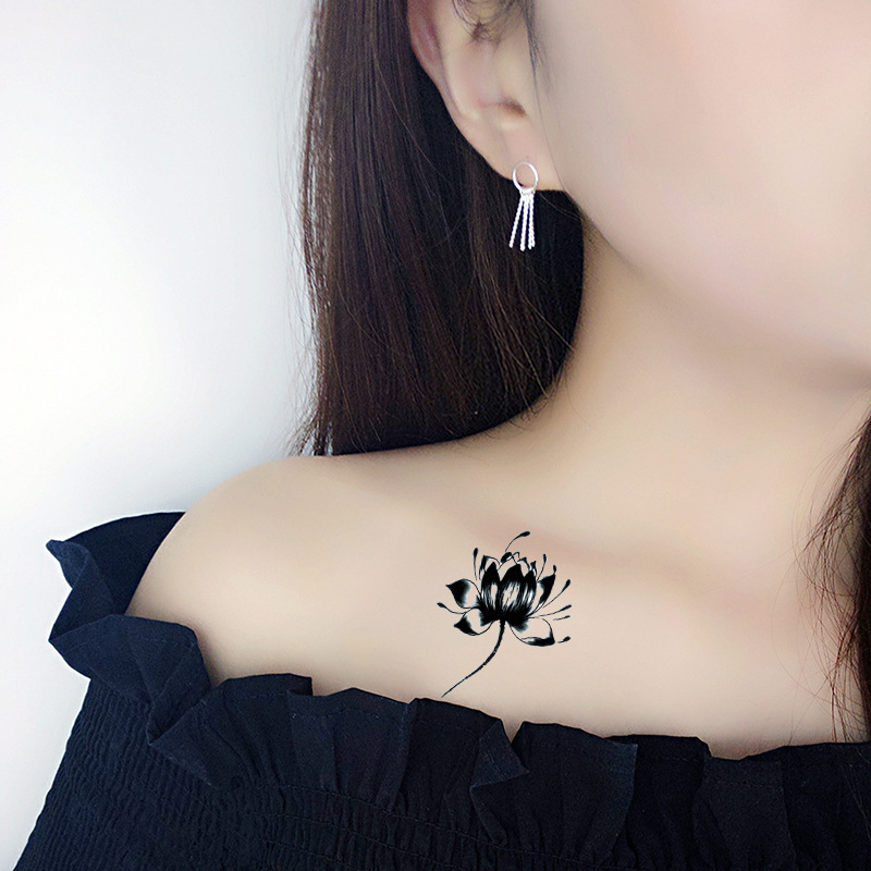 [20 sheets suit] tattoo stickers waterproof women's long-lasting black rose flower bianhua Internet celebrity scar covering stickers
