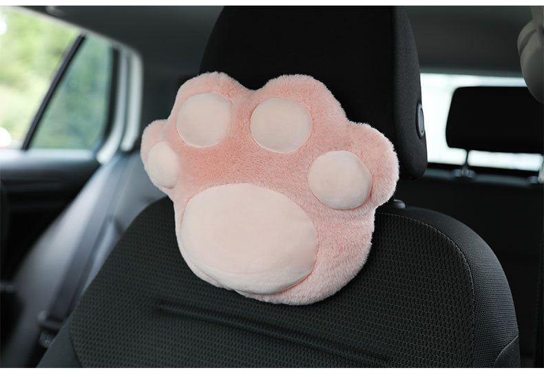 Car plush headrest cute cat claw car neck pillow back cushion fashion car female decoration supplies wholesale_voghion.com