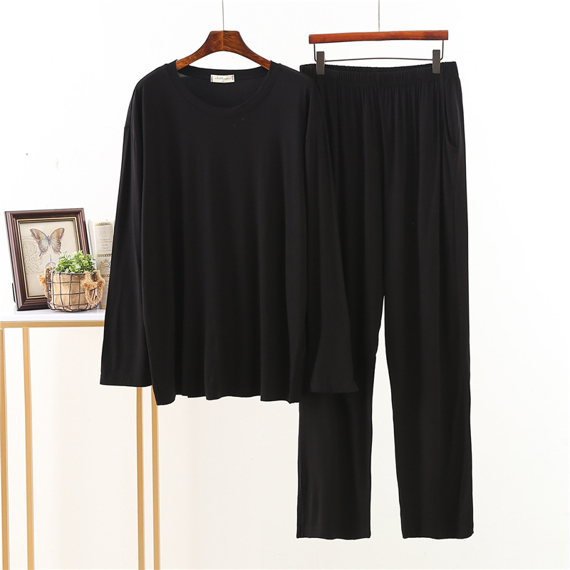 Modal Pajamas Men's Spring and Autumn Long-sleeved Youth Middle-aged Casual Loose Plus Size Home Wear Thin Suit