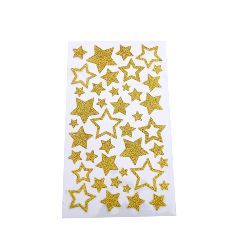 Factory wholesale creative flash glitter powder stickers decorative star stickers custom gold stickers mobile phone stickers