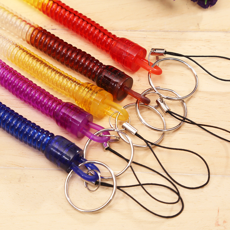 Keychain plastic spring rope thick plastic spring rope mobile phone buckle high quality old man keychain factory direct sales