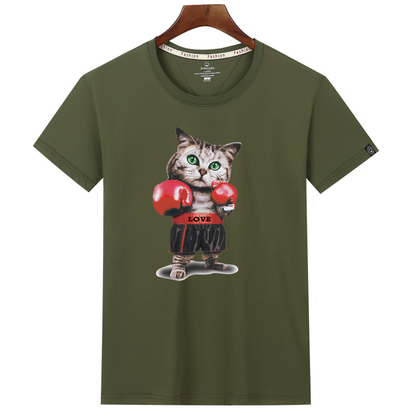 2020 spring and summer men's trendy short-sleeved loose combed cotton round neck plus size breathable jersey bottoming shirt one-piece delivery