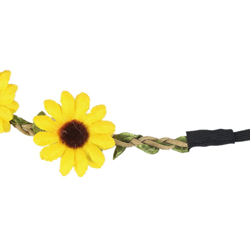 Korean bohemian holiday headdress sunflower braid hair band daisy flower hair accessories for women