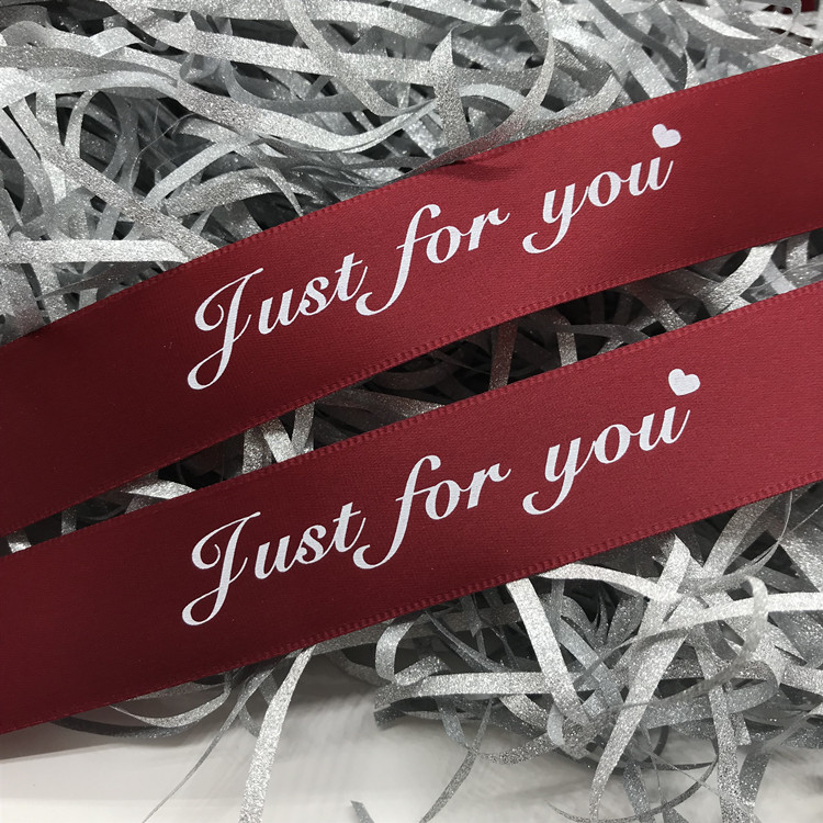 Packaging Printing ribbon justforyou English letters printing polyester tape flowers packaging ribbon 100 yards