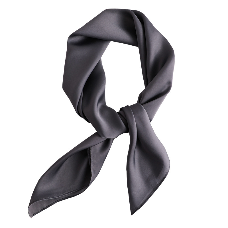 Simple solid color scarf women's artificial silk small square scarf 70cm European and American Basic matching shirt professional scarf hair tie