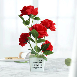Artificial artificial flower potted plant factory direct artificial flower potted plant simulation bonsai simulation rose potted plant decoration artificial flower