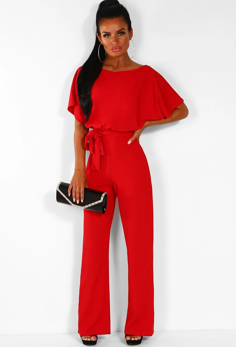 Cross-border 7-color Hot New 2019 Spring and Summer Fashion Lace-up Button Short-sleeved Women's Jumpsuit