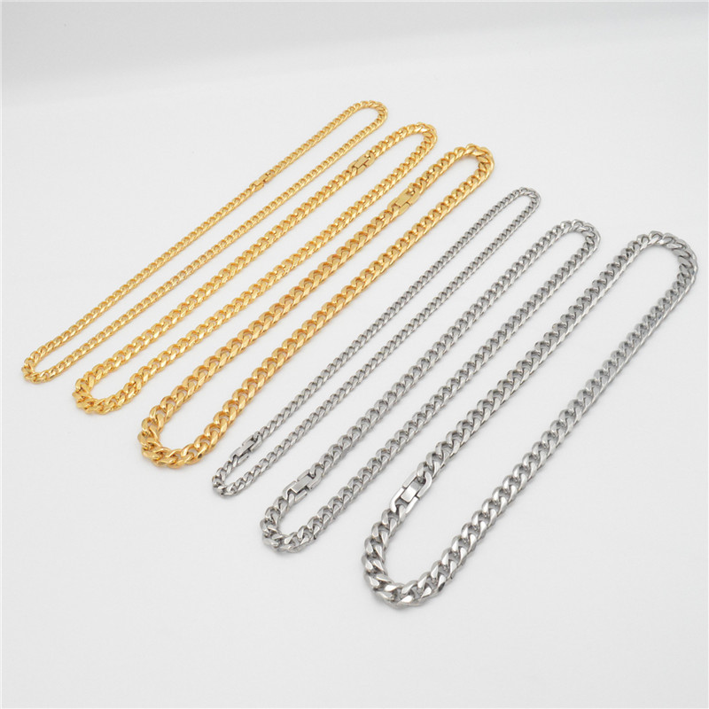 International and Domestic Bestselling Personalized Minimalist Single-Strand Six-Faced Polished Titanium Steel Necklace with 18K Cuban Link Pendant Chain
