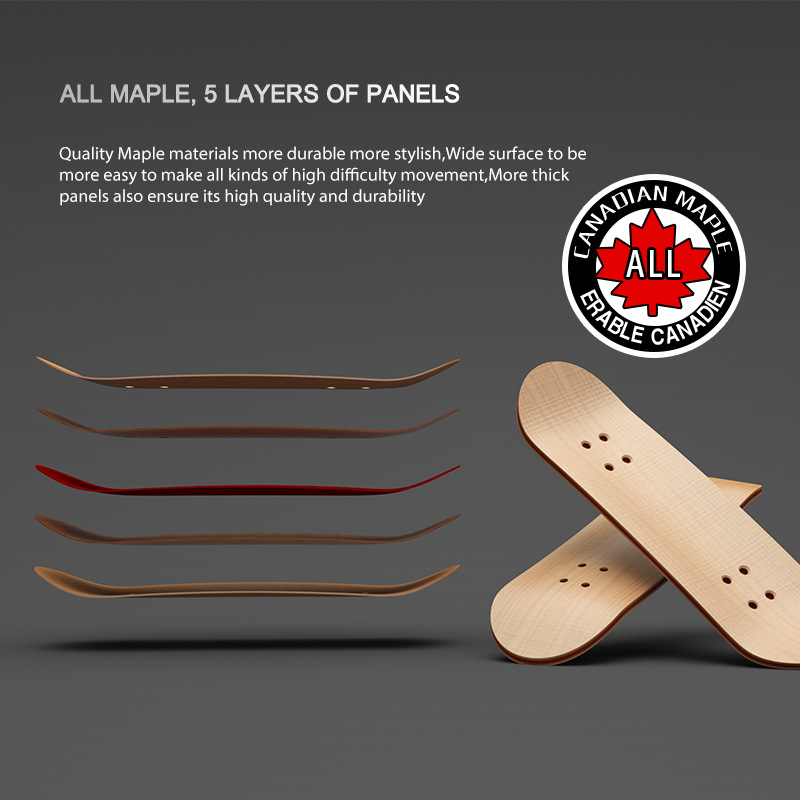 Factory direct professional five-layer Maple finger skateboard bearing wheel alloy swingable bracket PU anti-slip pad