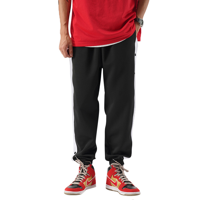 Men's Breasted Sports Pants 2021 Spring and Autumn Basketball Training Casual Pants Men's Fashionable Side Opening Comfortable Loose Men's Trousers