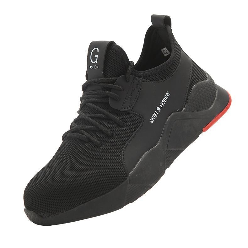 Spring Breathable wear-resistant puncture-proof protective shoes lightweight Flyknit work protection sneaker