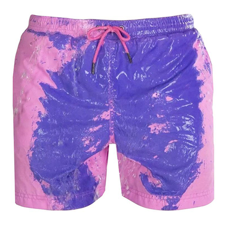 Spot European and American Cross-border Parent-Child Explosions Water Color Changing Beach Pants Men's Extra Large Size Shorts Temperature Sense Color Changing Swimming Trunks