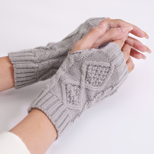 G103 short diamond new knitted wool warm half finger open gloves autumn and winter women's fashion sleeves fake sleeves