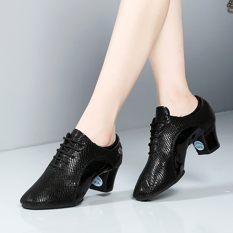 Adult dance shoes genuine leather women's dancing shoes soft bottom genuine goods dance shoes women's ballroom dance square dance modern dance shoes
