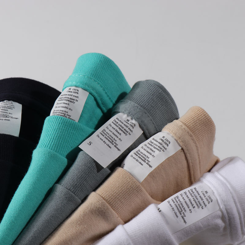 250g Japanese heavy white two needle Cotton solid color men's and women's long sleeve T-shirt loose padded bottoming shirt wholesale