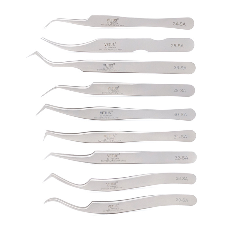 Genuine VETUS elbow 5A-SA, 5B-SA, 6A-SA, 7-SA high precision stainless steel eyelash tweezers