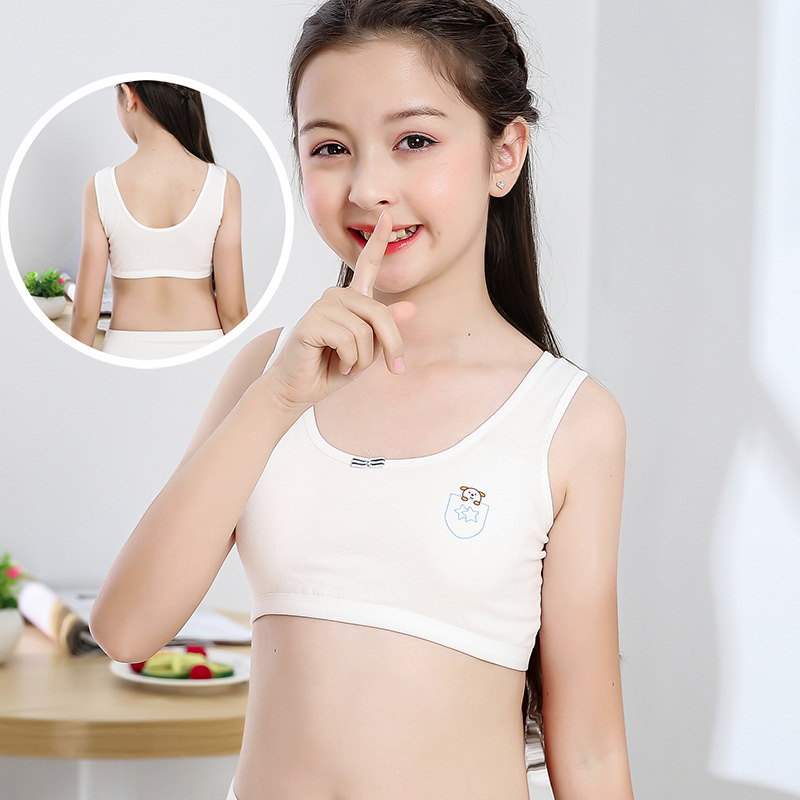 Girls' Underwear without Steel Ring Student Underwear with Chest Pad Children's Sports Vest Anti-Light Bra Developmental Bra