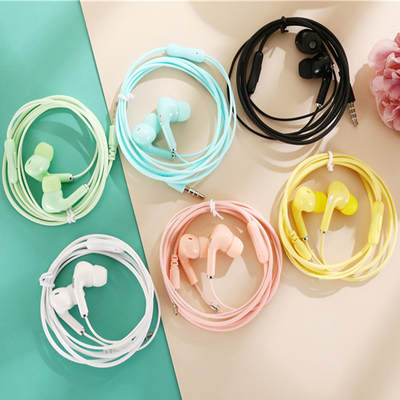 Cross-border explosions cheap headphones foreign trade gifts headphones Macaron wired call wire control headphones student gifts