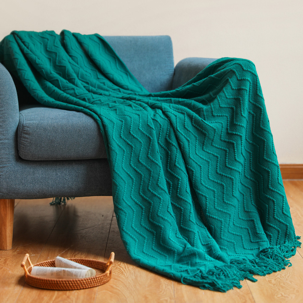 Sofa Blanket Blanket Thickened Blanket Knitted Tassel Blanket Office Air Conditioning Blanket Bed End Blanket Cross-border Nap Blanket