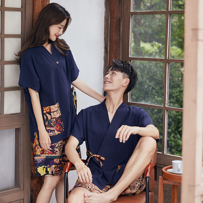 Factory Couple Cotton Sweat Clothing Women's Men's Large Size Hotel Bath Sauna Clothing Bath Clothes Salt Steamed Wholesale Guest