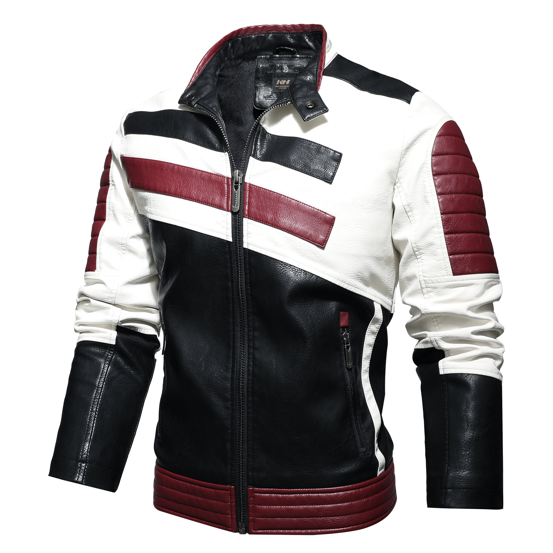 Leather men's motorcycle riding leather jacket washed PU leather color European and American cross-border Men's new coat can be a generation of hair