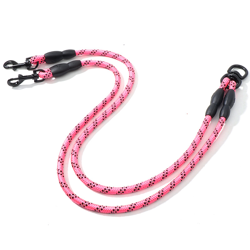 Double head one support two leash dog pull rope dog chain outdoor dog walking three specifications pet dog nylon leash