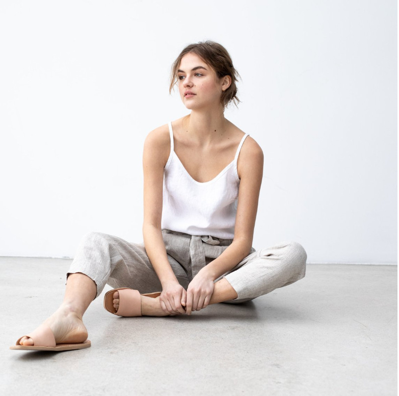 2020 Cross-border European and American Explosions Women's ins Casual Loose Small Sling High Quality Imitation Cotton and Linen Sling Top