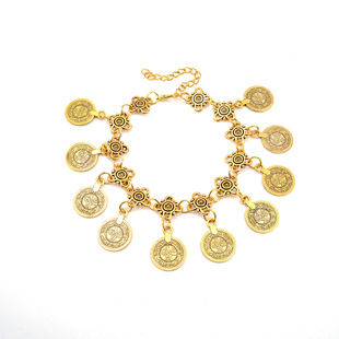 Jewelry Wholesale European and American Fashion Big Brand Explosions Retro Tassel Coin Bracelet 7047