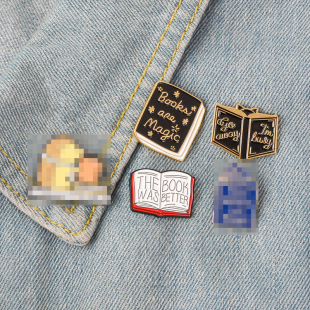 Foreign trade hot wizard magic book drop oil brooch just one more page denim jacket brooch