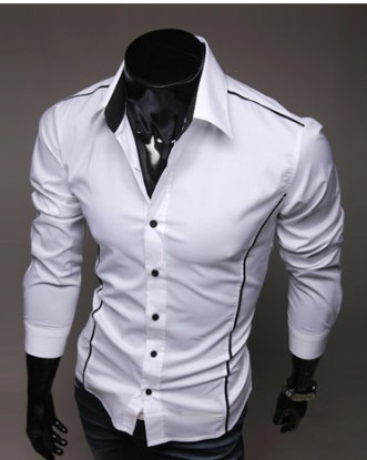 Foreign Trade New Slim-fit Cut Distinctive Rim Men's Casual Long-sleeved Shirt Large Size Men's Fashion 5902