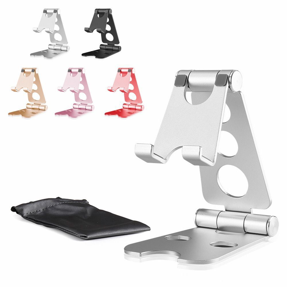 Desktop aluminum alloy double folding mobile phone tablet bracket metal bracket video live universal bracket printed logo