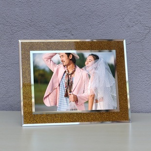 Creative bilateral glitter crystal transparent photo frame factory direct 67 inch children's lovers custom glass photo frame wholesale