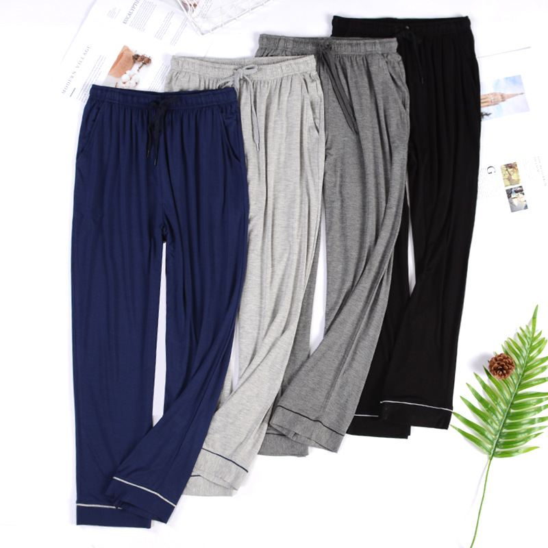 Summer Men's Anti-mosquito Pants Modal Pajama Pants Air Conditioner Pants Trousers Thin Size Men's Outer-Wearing Casual Home Pants