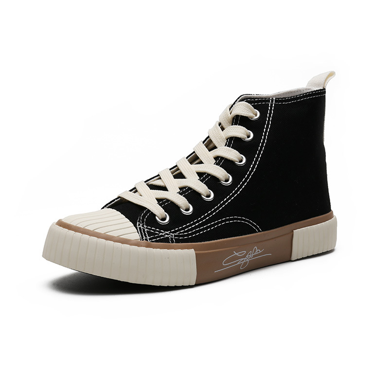 Autumn 2023 Korean Style High-top Canvas Shoes Women's Secondary Vulcanized Rubber Shoes Student Sneakers ins Street Photographic Trendy Shoes