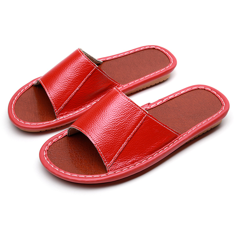 2023 Summer vamp made of first layer cowhide home slippers for men