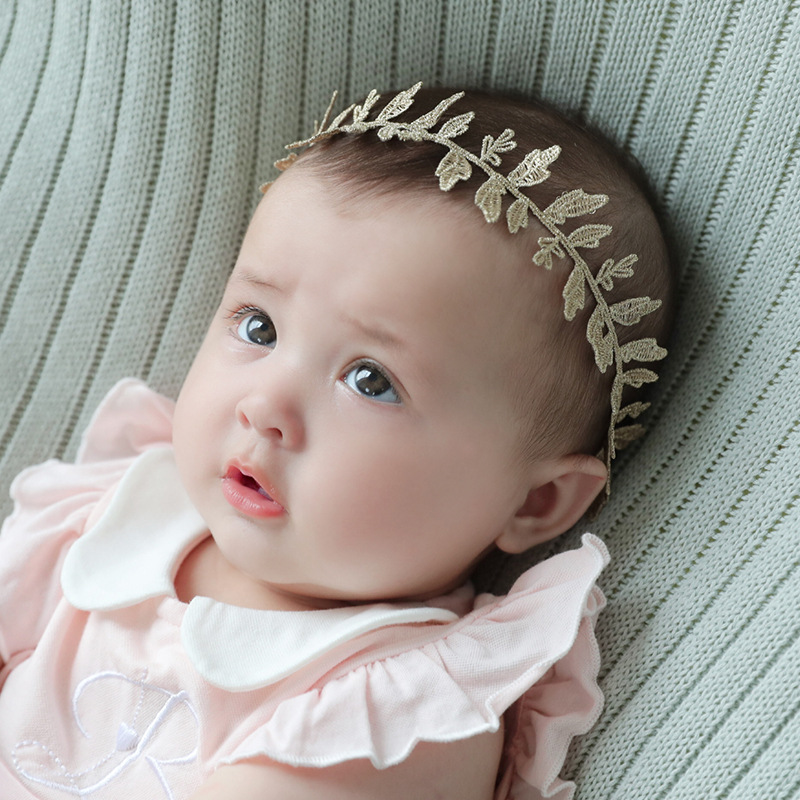 80541 Золотая повязка для волос Treasure Princess Детская Кружевная повязка на голову с цветком Свежая и сладкая Новая эластичная повязка для волос