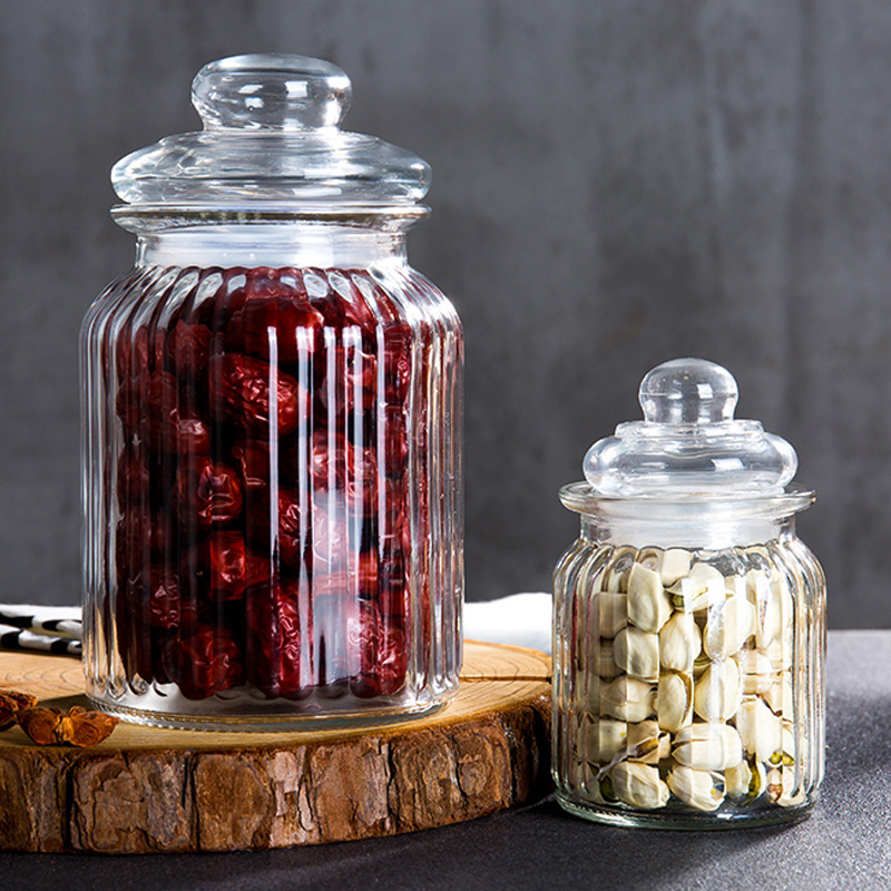 Factory wholesale glass sealed jar transparent pickle bottle pickle jar household cereal sealed storage jar