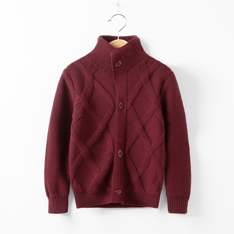 Children's sweater coat autumn and winter 2-11 years old baby sweater warm guest children's wool high collar cardigan a generation of hair