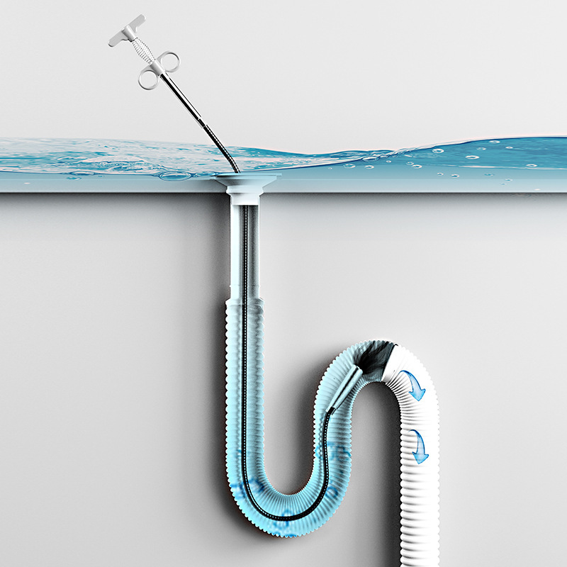 Drain Pipe dredger with claw hook steel wire spring sewer tool toilet vegetable washing pool pipe dredger