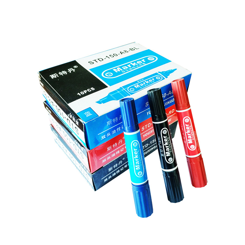 Stadan Color Oil Pen Quick-drying Big Head Pen Black Gou Line Pen Double Head Marker Pen Logistics Marker Pen Wholesale