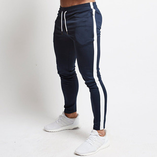 Fitness Territory Trousers Men's Four Seasons Men's Outdoor Sports Leggings Casual Pants Side Slit Stretch Slim Pants
