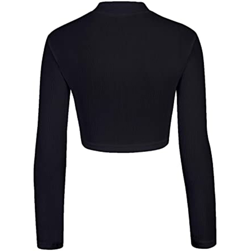 2023 Spring and Autumn new women's clothing one-piece delivery foreign trade hot girl Autumn sexy top women's black zipper long sleeve