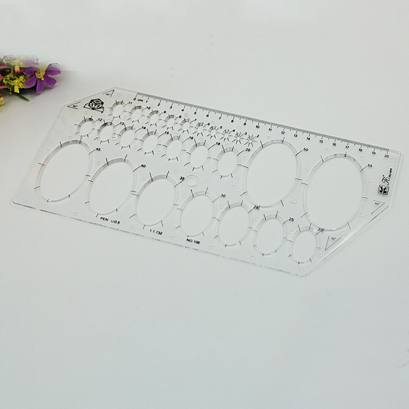 Drawing template Kewen transparent round drawing template multi-specification drawing template hollow plastic design pet building ruler