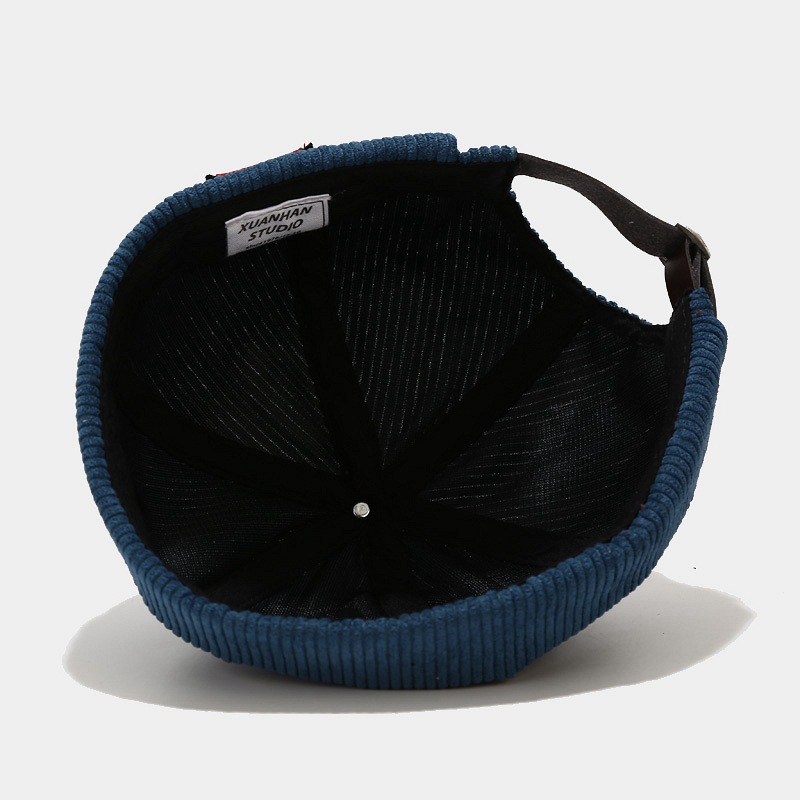 Korean Style New Style Distinctive Labeling Corduroy Yuppie Hat Men's Fashionable Japanese Style Harajuku Retro Melon Hat Women