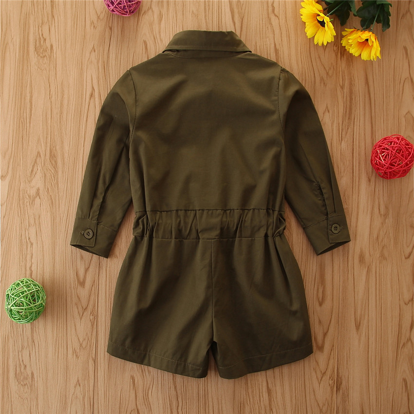 Cross-border Clothing ins European and American Girls' Army Green Overalls Jumpsuit Children's Casual Trendy Jumpsuit