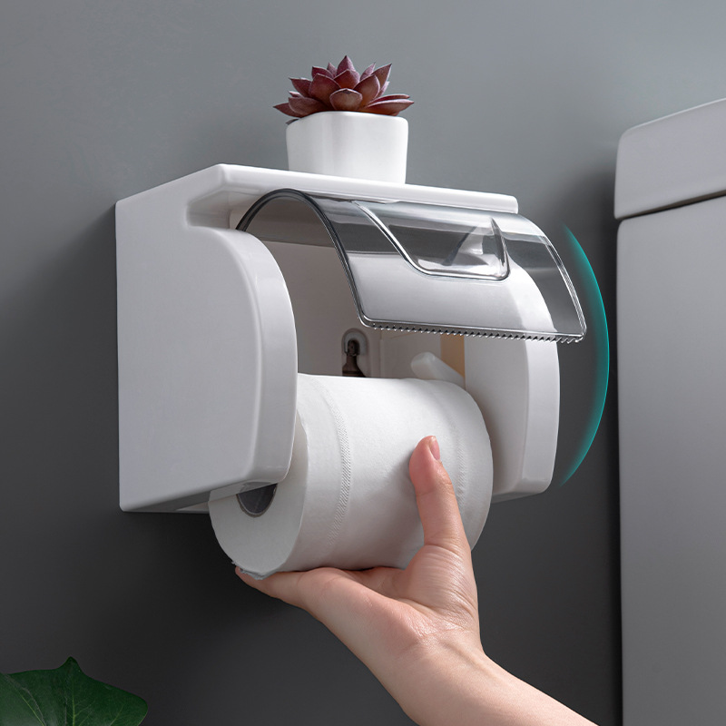 Wall-mounted Tissue Box Punch-free Waterproof Toilet Roll Paper Holder Toilet Roll Paper Hanger Toilet Paper Rack